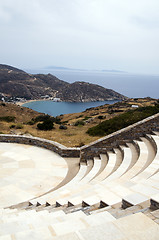 Image showing amphitheater Milopotas Mylopotas beach Aegean sea Ios Greek isla