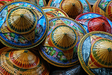 Image showing Hats on the floating market Thailand