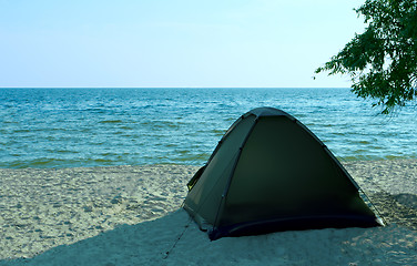 Image showing Tent on the solitude beach