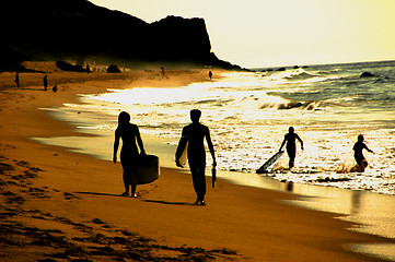 Image showing Silhouette Beach Walk