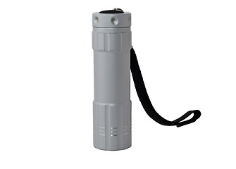 Image showing Aluminum flashlight with a black strap