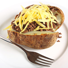 Image showing Baked potato beef and cheese