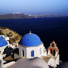 Image showing Blue church Santorini