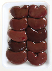 Image showing Tray of lamb's kidneys