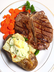 Image showing Porterhouse steak meal top view