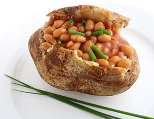 Image showing Baked potato and beans