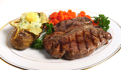 Image showing Porterhouse steak dinner