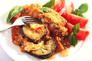 Image showing Aubergine or eggplant bake