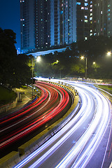 Image showing traffic in city at night in hong kong