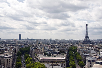 Image showing Aerial view of Paris from triumphal arch 