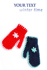 Image showing red and blue gloves