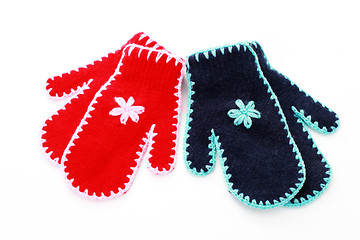 Image showing red and blue gloves