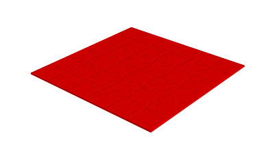 Image showing Red puzzle assembly over white