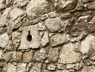 Image showing Ancient stone wall with loopholes