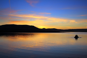 Image showing fishing on morning lake