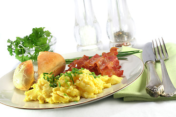 Image showing Scrambled Eggs with Bacon