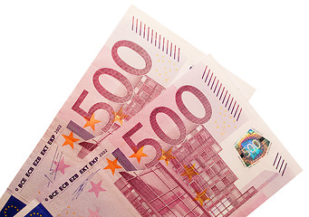 Image showing Two five hundred euro banknotes