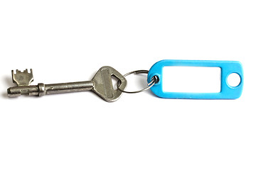 Image showing Blank tag and a key isolated on white