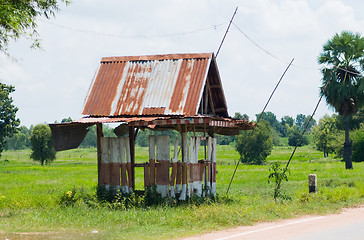 Image showing Primitive bus stop shelter in Thailand