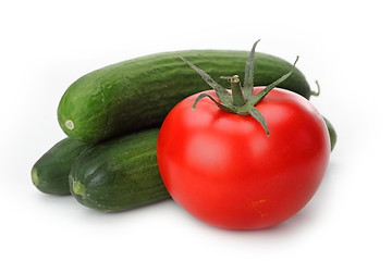 Image showing Tasty kitchen. Fresh vegetables isolated on white