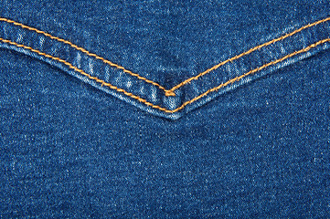 Image showing Blue denim texture with yellow stitch