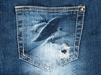 Image showing Hole in a pocket of old jeans