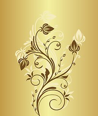 Image showing Illustration of gold floral vintage background