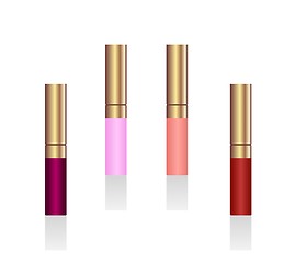 Image showing Realistic illustration of lipsticks are isolated on white backgr