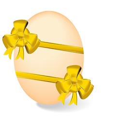 Image showing Realistic illustration by Easter egg with green bow - vector