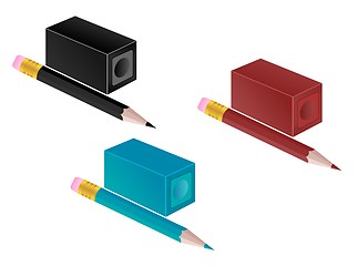 Image showing High detail illustration of pencil and pencil sharpener