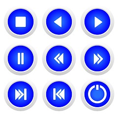Image showing Music blue buttons set