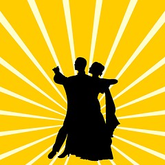 Image showing Silhouette a couple dancing waltz