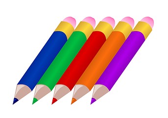 Image showing Illustration set colors pencils