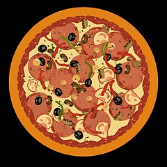 Image showing Realistic illustration pizza on black background