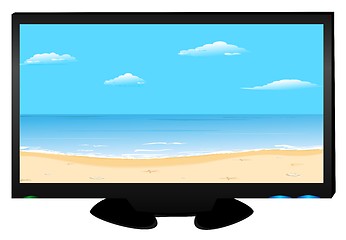 Image showing Plasma of TV the beach image