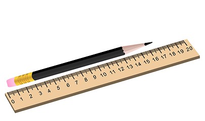 Image showing Pencil and ruler