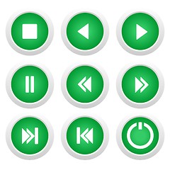 Image showing Music green buttons set