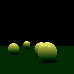Image showing Glossy pool balls on the green velvet
