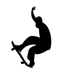 Image showing Illustration of black silhouette skateboard man