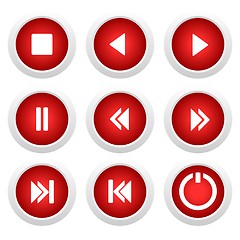 Image showing Music red buttons set