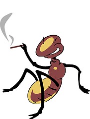 Image showing Smoking a cigar an insect sitting