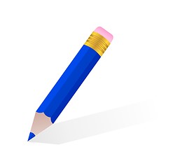 Image showing Illustration single blue pencil