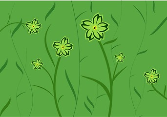 Image showing Green flower background for design of cards or invitation