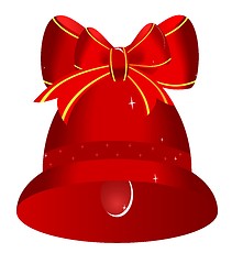 Image showing  Christmas red bell with  bow