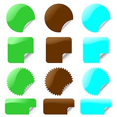 Image showing Set of glossy labels in various shapes