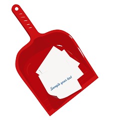 Image showing Red plastic scoop and sticker