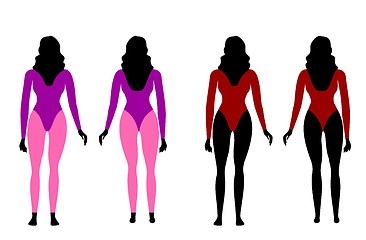 Image showing Silhouettes of women in sportswear