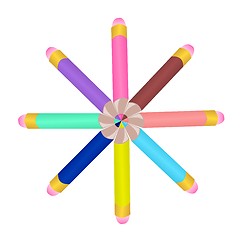 Image showing Illustration set colors pencils