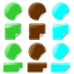 Image showing set of glossy labels in various shapes