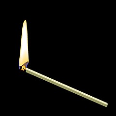 Image showing Burning matchstick on black background